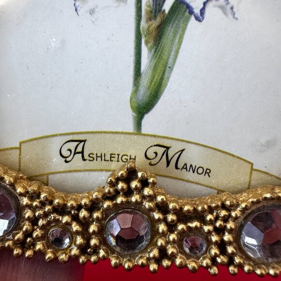 VTG ASHLEIGH MANOR HINGED HEART SHAPED METAL FOTO FRAMES w/ RHINESTONE DESIGN - Picture 4 of 6